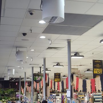 Destratification Retail Aisle Series Fan Installation