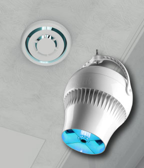 Ventilador de purificação de ar Airius PureAir e duto do bico